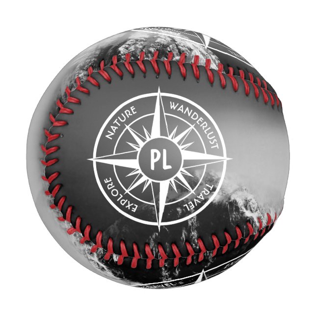 Kompass-Sternemblem monogramm dramatische Berge Baseball (Vorderseite Links)