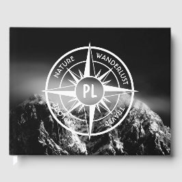 Kompass-Sternemblem monogramm dramatische Berge Gästebuch