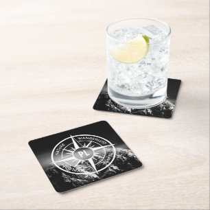 Kompass-Sternemblem monogramm dramatische Berge Rechteckiger Pappuntersetzer