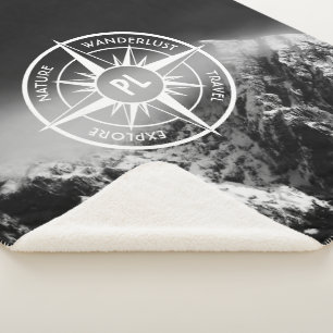 Kompass-Sternemblem monogramm dramatische Berge Sherpadecke