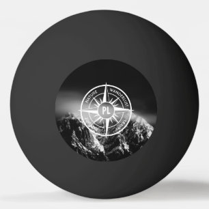 Kompass-Sternemblem monogramm dramatische Berge Tischtennisball
