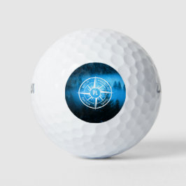 Kompass-Sternemblem Monogramm Nebel in Fichtenwald Golfball