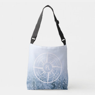 Kompass-Sternemblem monogramm Winterfichtenwald Tragetaschen Mit Langen Trägern