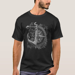 Kompass und Anker Booten Ozean Meer Retro Vintage T-Shirt
