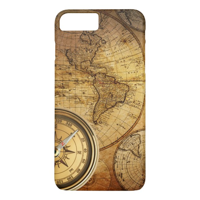Kompass und Karte iPhone 7 Plus, Barely There Case-Mate iPhone Hülle (Rückseite)