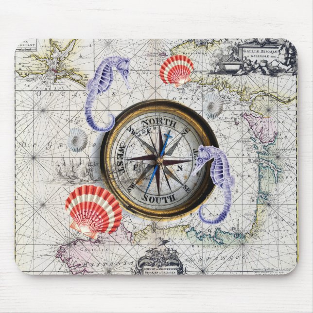 Kompass Vintage Nautical Mousepad (Vorne)