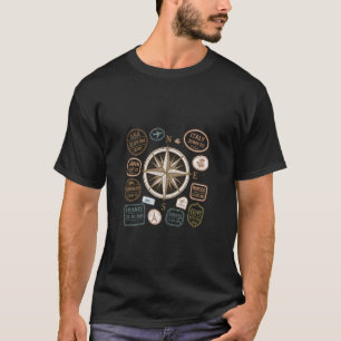 Kompass-Windrose mit Reisepassstempeln für Globetr T-Shirt