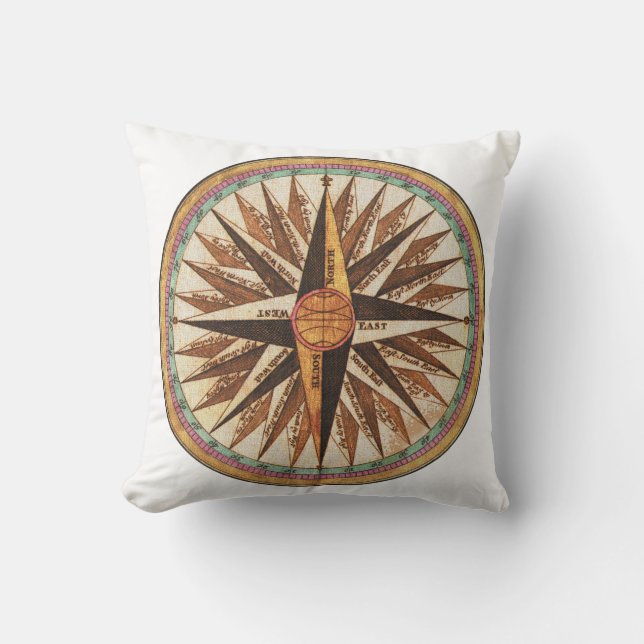 Kompassnavigator des Vintagen Schiffes Kissen (Vorderseite)