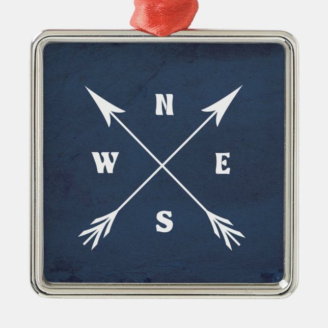 Kompasspfeile Silbernes Ornament (Vorne)