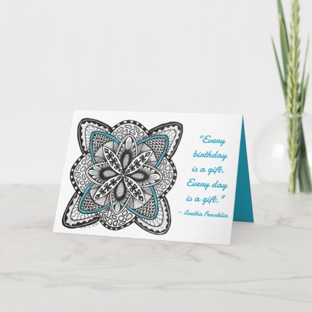 Kompassrose Handgezeichnete Doodle mit Blau Geburt Karte (Vorderseite)