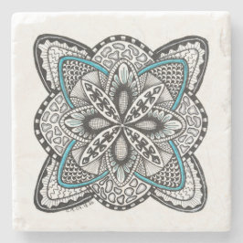 Kompassrose handgezeichnete Doodle mit Türkis Steinuntersetzer