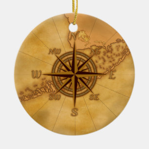 Kompassrose im antiken Stil Keramikornament