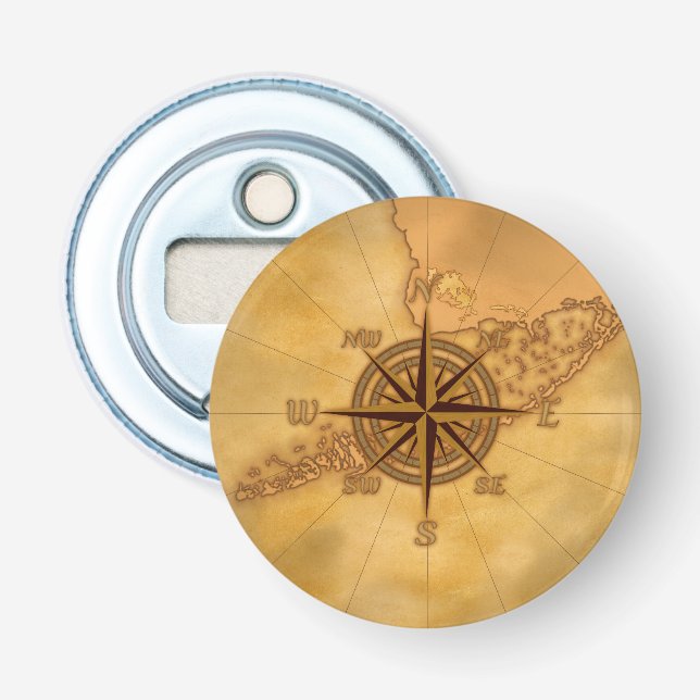 Kompassrose im Antikstil Flaschenöffner (Vorderseite)