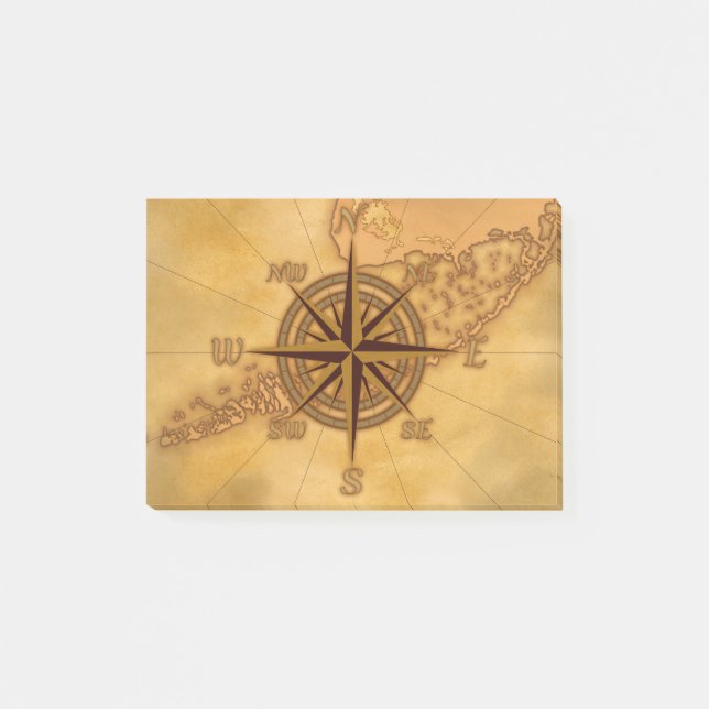 Kompassrose im Antikstil Post-it Klebezettel (Vorderseite)