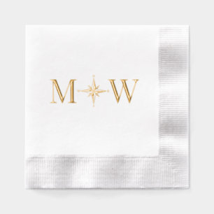 Kompassrose Paar Hochzeit 2 Anfangsmonogramm Servietten Mit Folie