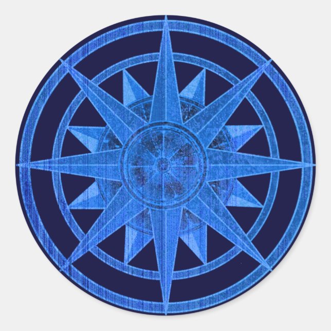 Kompassrose Runder Aufkleber (Vorderseite)