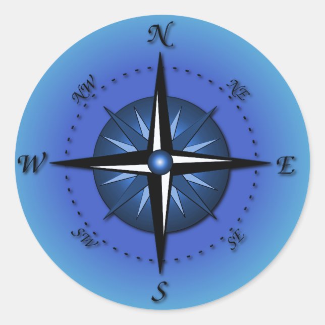 Kompassrose Runder Aufkleber (Vorderseite)