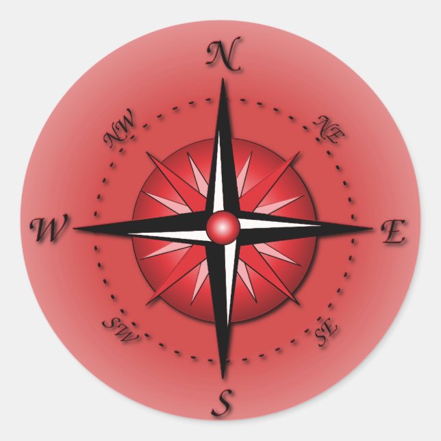 Kompassrose Runder Aufkleber (Vorderseite)