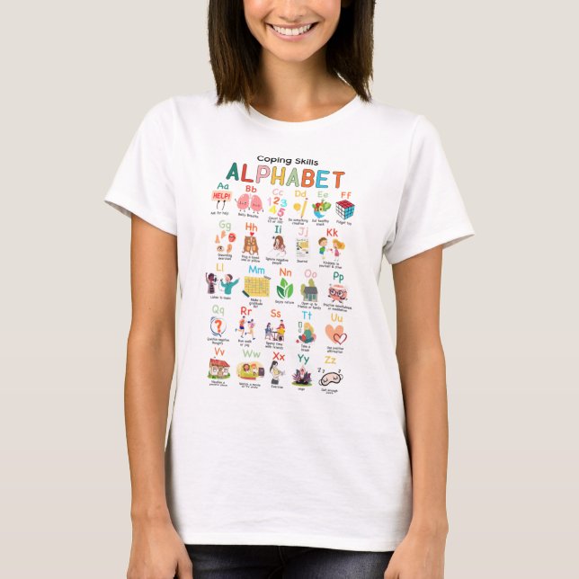 Kompetenzen Alphabet Psychische Gesundheitsproblem T-Shirt (Vorderseite)