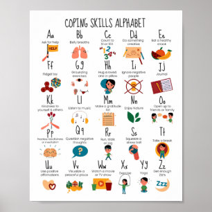 Kompetenzen Alphabet School Counselor Mental Healt Poster