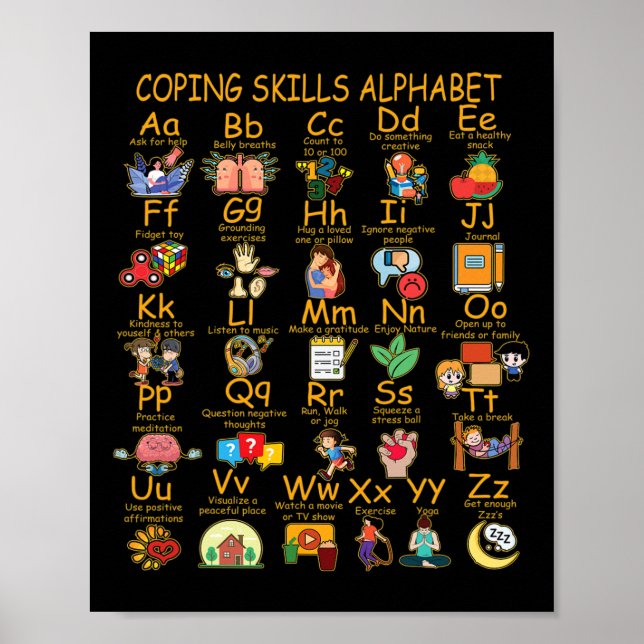 Kompetenzmanagement Alphabet Mental Health Awarene Poster (Vorne)
