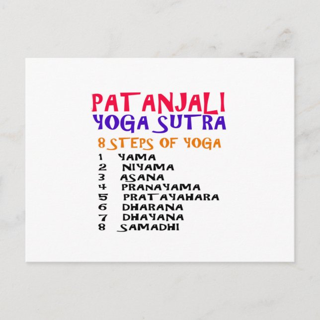 Kompilationsliste für PATANJALI Yoga Sutra Postkarte (Vorderseite)