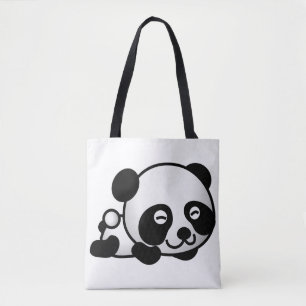 Komplett bedruckte Tragetasche. Panda.