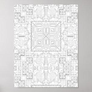 Komplexe Farbseite mit Quadrat-Muster Mosaik-Gitte Poster