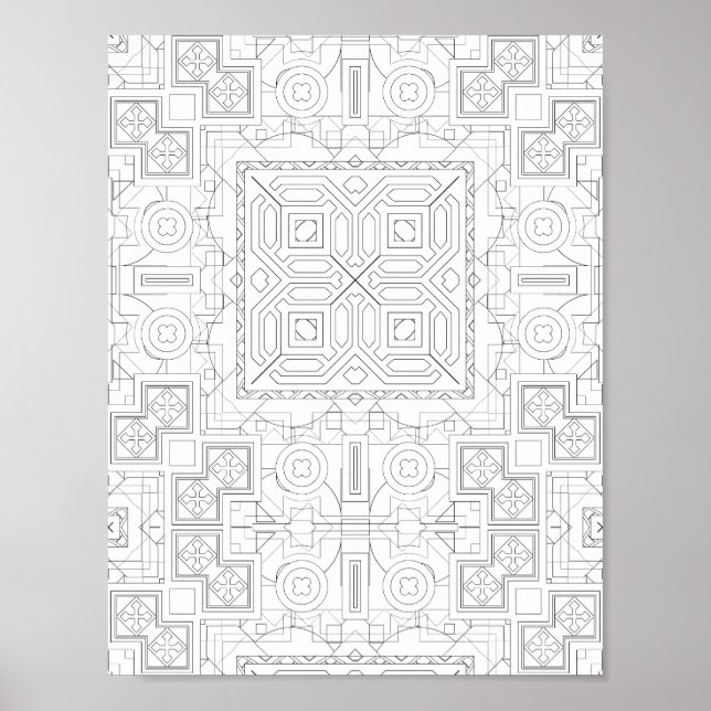 Komplexe Farbseite mit Quadrat-Muster Mosaik-Gitte Poster (Vorne)