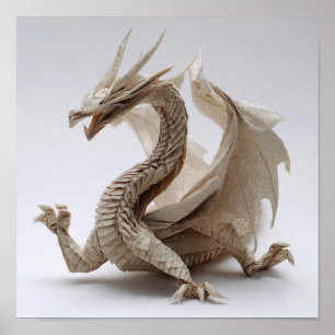 Komplexe geklappte Origami Dragon Fine Art Poster