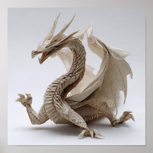 Komplexe geklappte Origami Dragon Fine Art Poster (Vorne)