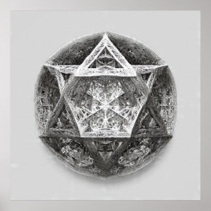 Komplexe geometrische Linienkunst: Icosahedron Une Poster