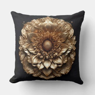 Komplexe goldene verzierte Blumenrelief Kissen