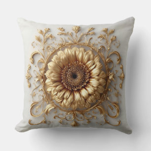 Komplexe goldene verzierte Blumenrelief Kissen