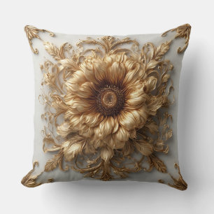 Komplexe goldene verzierte Blumenrelief Kissen