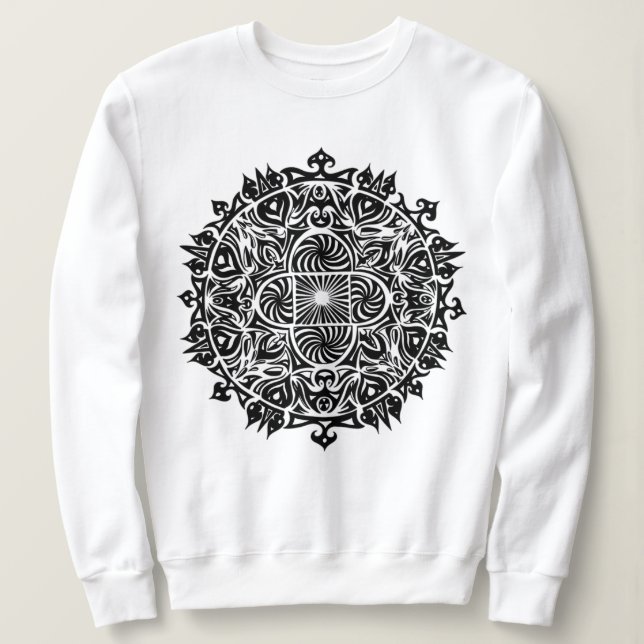 Komplexe Hypnotische Mandala-Kunst Sweatshirt (Design vorne)