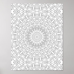 Komplexe Kaleidoskop-Mandala-Malvorlage Poster