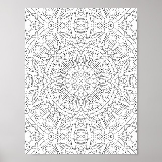 Komplexe Kaleidoskop-Mandala-Malvorlage Poster (Vorne)