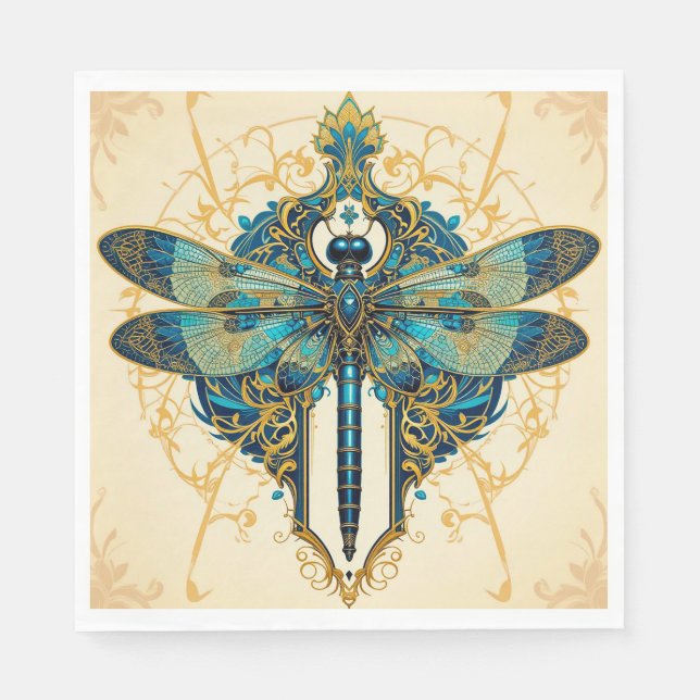 Komplexe Libellen-Kunst Serviette (Vorderseite)