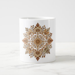 Komplexe Mandala-Blumenmotive in Brauntönen Kunst Jumbo-Tasse