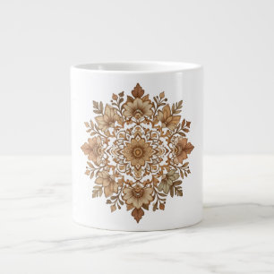 Komplexe Mandala-Blumenmotive in Brauntönen Kunst Jumbo-Tasse