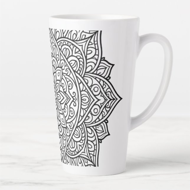 Komplexe schwarze Linien-Mandala-Kunst Milchtasse (Rechts)