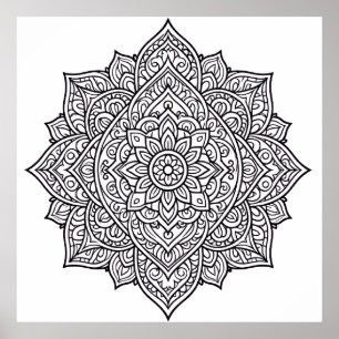 Komplexe Schwarze Linien-Mandala-Kunst Poster