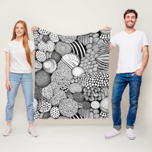 Komplexe schwarze weiße abstrakte Linien Formen Fleecedecke