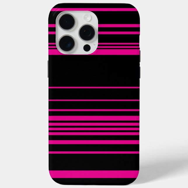 Komplexe Streifen - Magenta und Schwarz Case-Mate iPhone Hülle (Rückseite)