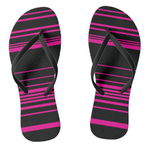 Komplexe Streifen - Magenta und Schwarz Flip Flops