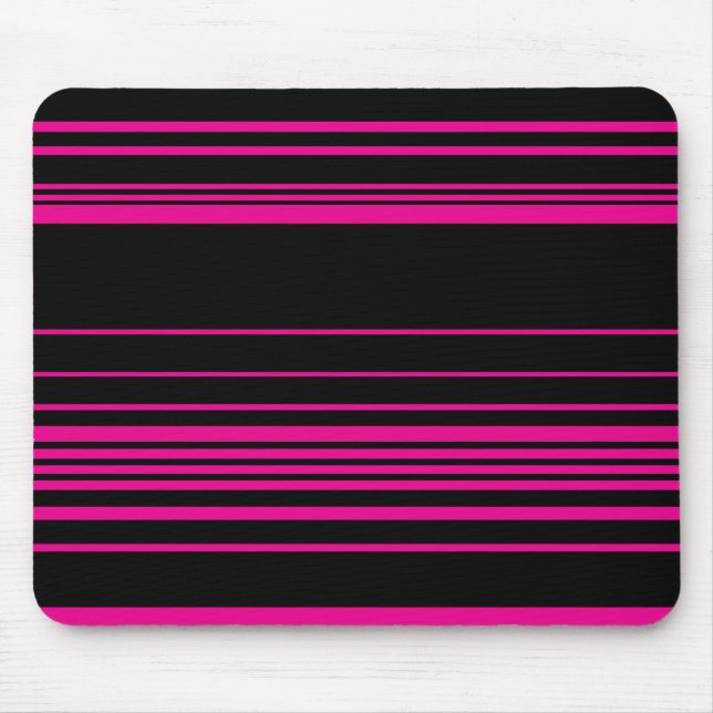 Komplexe Streifen - Magenta und Schwarz Mousepad (Vorne)