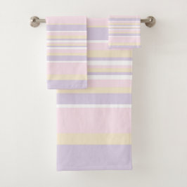 Komplexe Streifen - pastellrosa, gelb und Lila Badhandtuch Set