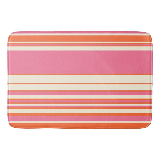 Komplexe Streifen - Rosa, Orange und Creme Badematte (Vorderseite)