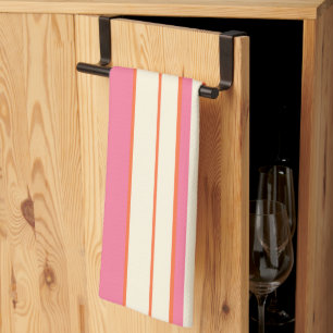 Komplexe Streifen - Rosa, Orange und Creme Geschirrtuch
